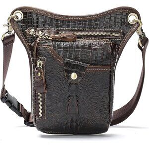 💫 Men Brown Leather Waist Pack Genuine Belt Multi-Purpose MotorcycleBike Hiking